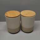 vancasso Sabine Large Ceramic Canister Set with Airtight Wood Lids - 2-Piece Kitchen Food Storage Jars for Flour, Sugar, Coffee & Tea (74 oz Each) - Big Capacity Countertop Jars