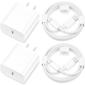 iPhone Charger Fast Charging,[Apple MFi Certified] 2Pack 20W Type C Fast Charger Block with 6FT USB C to Lightning Cable Compatible for iPhone 14/13/12/11 Pro Max/Xs Max/XR/X,iPad
