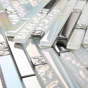 Glass Backsplash Tiles Mosaic Iridescent White 12 x 12 Inch for Kitchen Backsplash Bathroom Wall (5-Pack, 5 sq.ft.)
