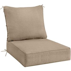 Sundale Outdoor Olefin Deep Seat Cushion, Patio Chair Cushion and Pillow, Water-Resistant Sectional Sofa Pad with Straps Khaki, 24 x 24 x 6 Inches