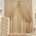 50ft x 10ft Wrinkle Free Beige Backdrop Curtain for Wedding Parties, Thick Polyester Photo Backdrop Drapes for Baby Shower Engagement Birthday Party Backdrop Stand,5ft x 10ft 10 Panels