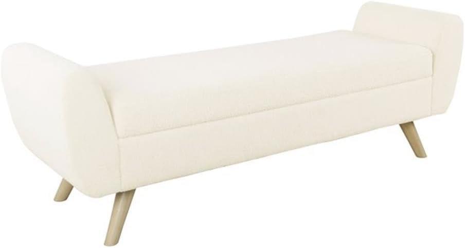 HomePop Modern Storage Bench with Wood Legs Home Dcor|Bench with Storage for Living Room & Bedroom - Sherpa Cream