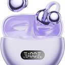 Clip On Earbuds Open Ear Ear Buds Wireless Bluetooth 5.4 Headphones,48H Playtime,IPX6 Waterproof,Touch Control,Comfortable for Workouts and Daily Use (Purple)