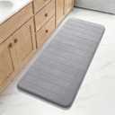 Yimobra Bathroom Runner 55"x24", Non Slip Memory Foam Bath Mat, Super Soft Water Absorbent Hallway Carpet, Machine Washable Rug for Vanity Tub Shower, Gray