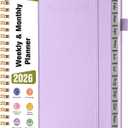 2026 Planner, Hardcover Leather Weekly and Monthly Planner, January 2026 - December 2026, Spiral Yearly Agenda Organizer Book 2026 with Tabs, Daily Calendar Planners for School Work Home, A4 (8.5" x 11"), Purple