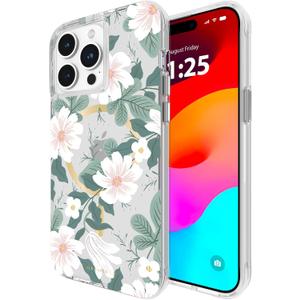 Rifle Paper Co. iPhone 15 Pro Max Case [Compatible with MagSafe] [12ft Drop Protection] Cute iPhone Case 6.7" with Floral Pattern, Anti-Scratch Tech, Shockproof Material, Slim Fit - Willow