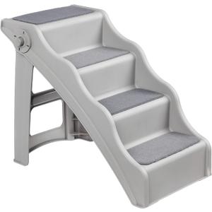 Amazon Basics Foldable Non-Slip Pet Stairs for Small Dogs and Cats, Senior Pets, Easy to Climb, 14.6" x 22.75" x 19.5", Grey