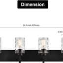 BONLICHT 4 Light Wall Vanity Bathroom Lights with Clear Hammered Glass in Black Finish,Modern Farmhouse Sconces Wall Lighting Fixtures Over Bath Makeup Mirror Industrial Wall lamp for Kitchen Hallway