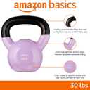 Amazon Basics Vinyl Kettlebell for Strength Training and Workout, 30 Pounds, Wide Textured Handle, Light Purple