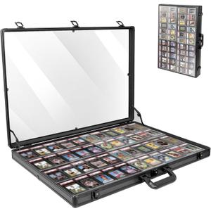 Black 34 in X 22 in, Card Show Display Case Large Aluminum, Trading Card Display Case Suitable for Sports Card/ TCG/ Jewelry Collection, 1-Year Coverage