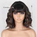 MISSQUEEN Mixed Brown Wavy Wig with Bangs Short Curly Highlight Bob Hair
12Inch Shoulder Length Synthetic Wigs,Bouncy waves,Heat Resistant Fiber Wig,Beginner Friendly,Adjustable Cap,for Daily Party