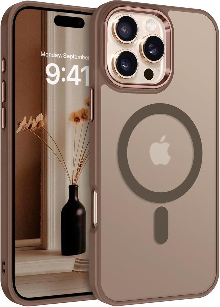 BENTOBEN Magnetic for iPhone 16 Pro Max Case, [Compatible with MagSafe] Translucent Matte Slim Shockproof Anti-Slip Anti-Yellow Women Men Protective Phone Case for iPhone 16 Pro Max 6.9",Brown
