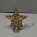 Juegoal Star Tree Topper with 20 LED Lights, Metal Golden Lighted Treetop Ornaments, Battery Powered Light Up Christmas Tree Decorations, 6.5 x 6.5 Inches