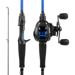 KastKing Centron Fishing Rod and Reel Combo, Spinning & Baitcasting Combos, IM6 Graphite 2Pc Blanks, Stainless Steel Guides with Ceramic Rings, Contoured EVA Handles & Fighting Butt, Cast-7' MH, Right Handed,New