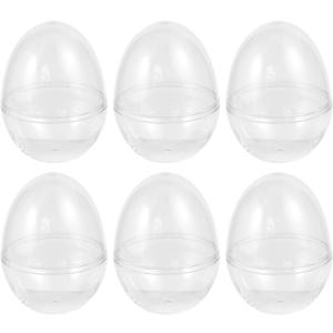 TENDYCOCO Clear Fillable Ornaments Plastic Egg Easter Ornaments Balls Candy Boxes DIY Wedding Decorations Party Decor Transparent 6Pcs (7*9CM)