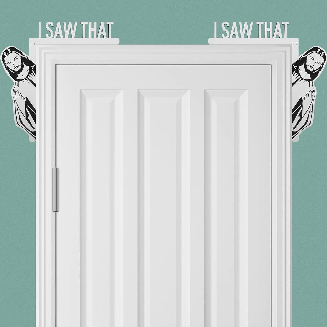 2 Packs I Saw That Door Sitter Funny Home Decor I Saw That Door Corner Decor Wood Frame Window Corner Decoration for for Home Office Door Mirror Cabinet and More-Left&Right