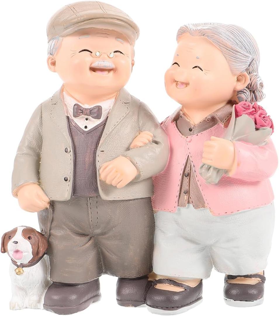 Grandparents Couples Statue Elderly Couple 50th Anniversary Golden Marriage s Old Married Figurine Wedding Figurines Parents Figure Ornaments