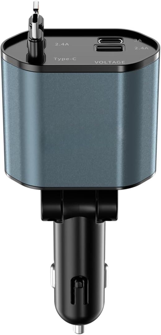 Retractable Car Charger with 2 Built-in Cables (USB-C/Lightning) & USB-C & USB Ports, Car Accessories for Women & Men - PD/QC3.0 Fast Charging for iPhone 16/15, Samsung Galaxy, All 12-24V Vehicles Retractable Car Charger with 2 Built-in Cables (USB-C/Lightning) & USB-C & USB Ports, Car Accessories for Women & Men - PD/QC3.0 Fast Charging for iPhone 16/15, Samsung Galaxy, All 12-24V Vehicles