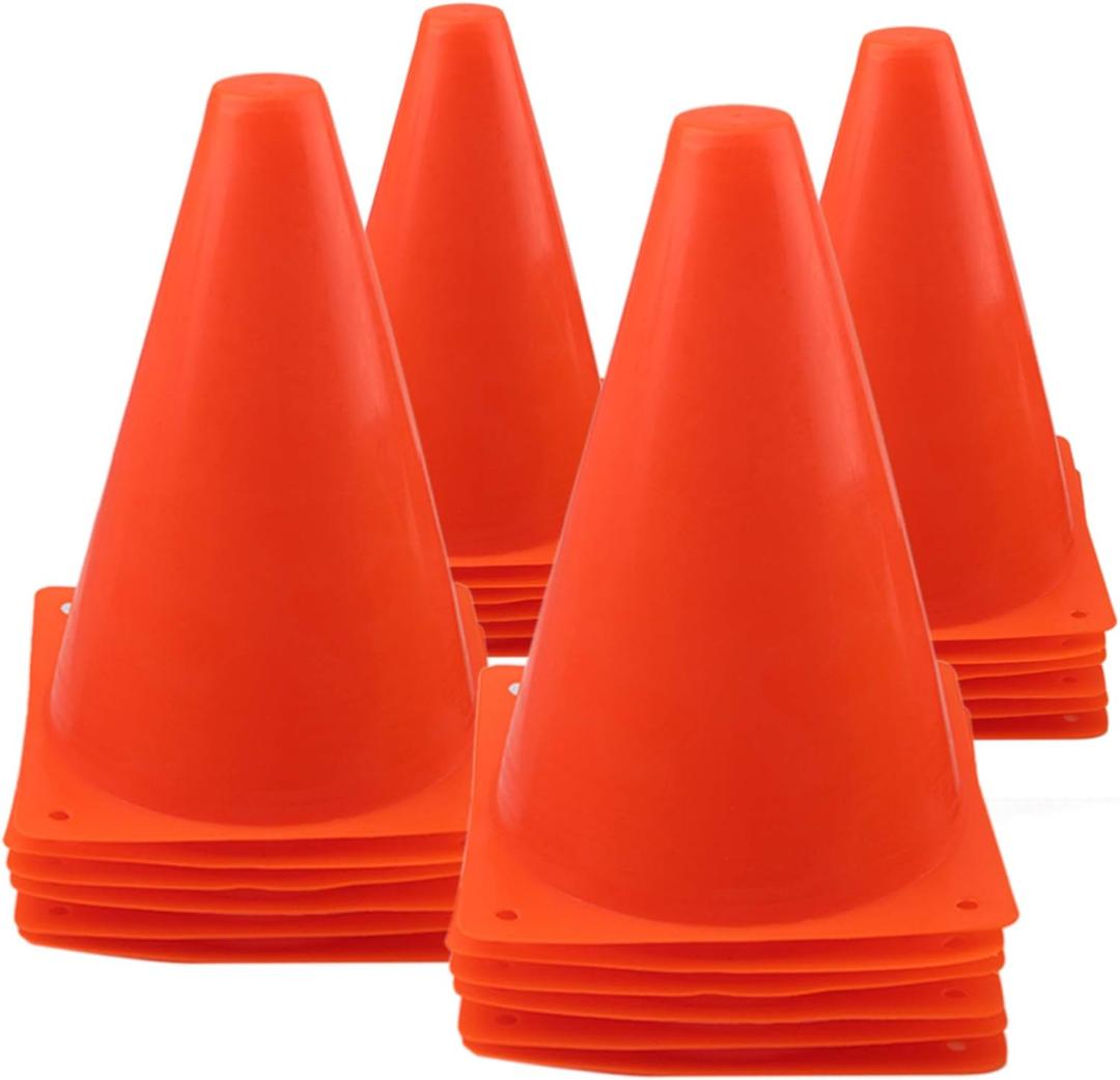 7 Inch Plastic Traffic Cones Sport Training Agility Marker Cone for Soccer, Skating, Football, Basketball, Indoor and Outdoor Games (Orange, 24 Pack)