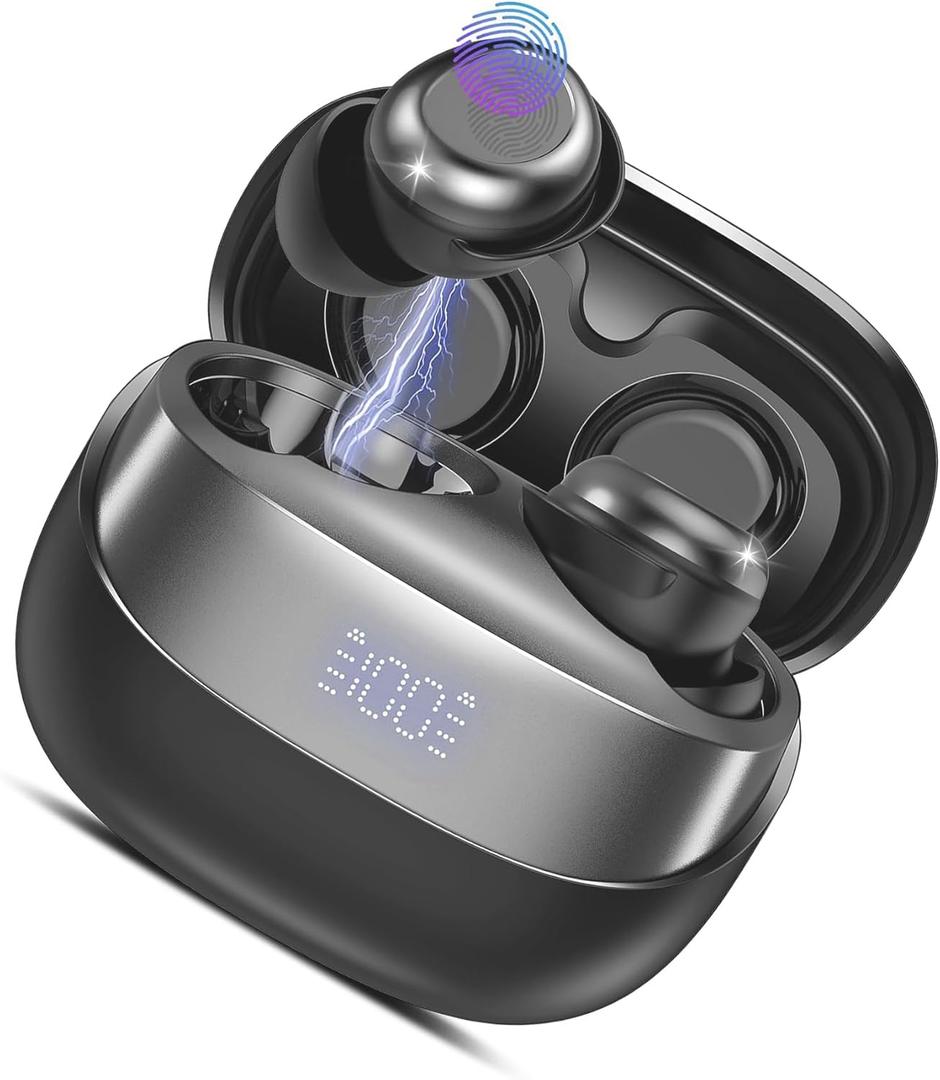 Sleep Earbuds Bluetooth 5.4 In Ear Light-Weight Headphones, Headphones Small Design for Side Sleepers, 47H Playtime with Charging Case Carbon Black