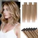 Short Hair Extensions Clip ins,S-noilite Short Clip in Hair Extensions Real Human Hair,Mini Hairpieces for Add Volume and Highlights,6 Pieces 31g 10 inch Medium Brown Mixed Dark Blonde