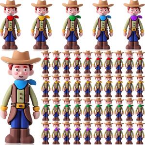50 Pcs Cowboy Rodeo Figurines Western Party Favors Rubber Cowboy Action Figures for Cake Decor, Wild West Theme Party Supplies DIY Props Gift Fillers 
