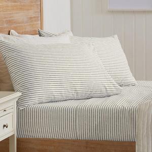 4-Piece King Size Stripe Microfiber Sheet Set - Ultra-Soft, Brushed Bedding Sheets & Pillowcases - Wrinkle Free, Comfortable, All-Season Bed Sheets (Light Grey).
