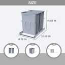 Double Pull-Out Trash Can, 35QT Under-Cabinet Kitchen Bin, Metal Frame, Grey, Fits Above 18 Opening Cabinets