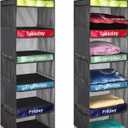2 Pack Weekly Clothes Organizer for Kids Shelf Hanging Closet Organizer Dividers Collapsible Hanging Closet Dorm Bedroom Essential for Clothes Sweater Baseball Hat(Dark Grey)