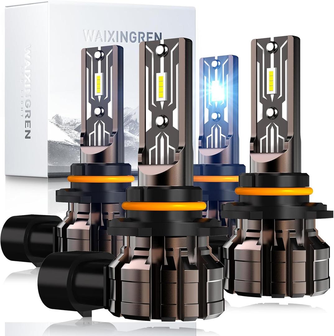 WAIXINGREN Bulb, 26000LM Super Bright 6500K 800% Brighter Bulbs with Turbo Fan, IP68 Waterproof, Plug-N-Play (9005+9006)