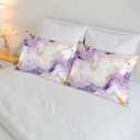 Bardic Gold Purple Giltter Marble Satin Pillowcase for Hair and Skin Silk Washable Pillowcase, Pillow Cases Cooling Satin Pillow Covers with Envelope Closur-20 * 30in, Queen