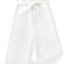 SODLON Girls Jumpsuit Kids Clothes Fashion Ruffle Sleeveless Wide Leg Belted Romper Smocked Summer Outfits with Pockets, 9-10Y