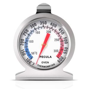 PECULA Stainless Steel Oven Thermometer 50-300C/100-600F, Analog Instant Read, Battery-Free Kitchen Cooking Thermometer, Hook & Stand Design Food Thermometer for Oven, Grill, Smoker, Fryer (1Pack)