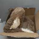 NOYAL Round Hooded Donut Dog Bed for Small & Medium Pets - Plush Fluffy Anti-Anxiety Cat Cave Bed with Cover (Large 27.5'', Brown)