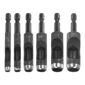 HARFINGTON Leather Hollow Punch Set 1/4 Hex Shank for Drills,  1/4" 5/16" 3/8" 7/16" 1/2" Dia Rotary Hole Punches for Leathercraft