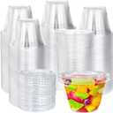 Alaeseje 100 Pack 6 oz Plastic Dessert Cups with Flat Lids (No Hole),Disposable Parfait Cups,Clear Plastic Party Cups for Fruit,Ice Cream,Yogurt,Candy,Salad,Snack,Pudding