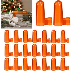 Tuanse 25 Pcs Combo Orange Light Caps Clips for LED M5 M6 Christmas Light Fit 1/4 Wire Frame Incandescent Lamp Combination Clip for Xmas Halloween Metal Reindeer Pumpkin Decoration