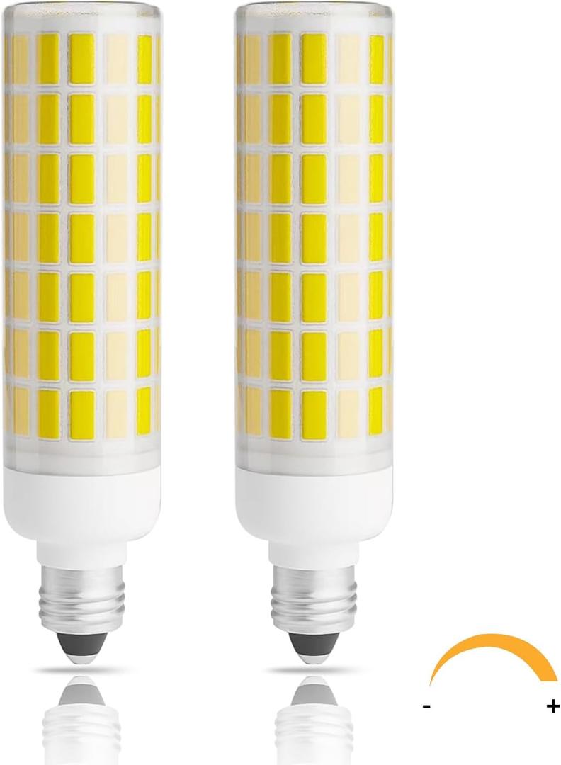 E11 Led Bulb 75w 100w Equivalent Dimmable, Daylight 6000K, T3 T4 JDE11 Mini Candelabra Base 110V 120V 130V 100W Halogen Replacement, Pack of 2