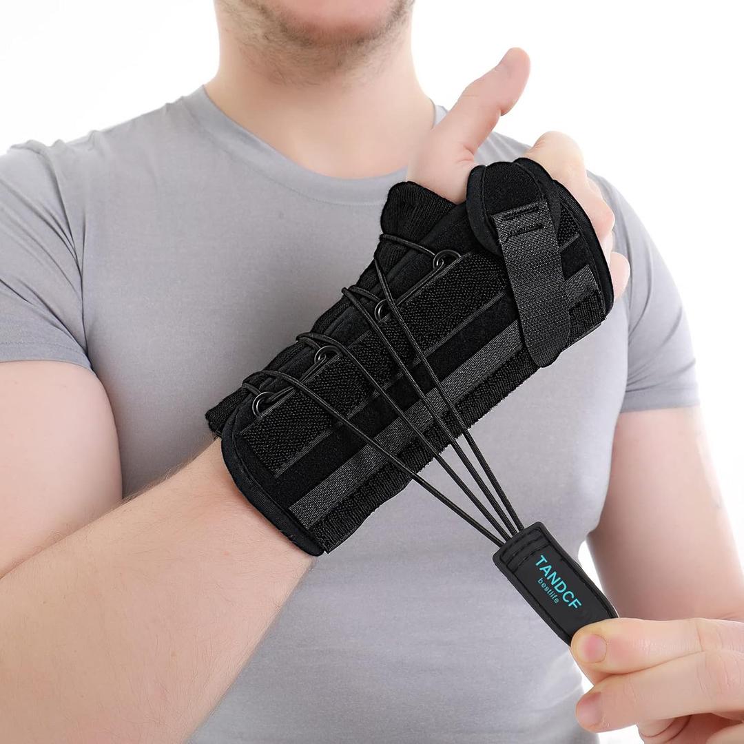 Bestlife Unisex Universal Wrist Lacer Wrist Brace for Carpal Tunnel Syndrome & De Quervains Syndrome,Adjustable Night Wrist Support Brace with Splints Right Hand For Women & Men,Great for Wrist Pain,Sprain,Sports Injuries,Joint Instability,Arthritis,Wrist Tendonitis(Right,Universal)