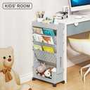 5-Tier Mobile Bookshelf, Rolling Bookcase Book Storage Rack, Movable File Folder Organizer Cart with Wheels for Home Study Office Living Room Classroom, Gray (Grey)