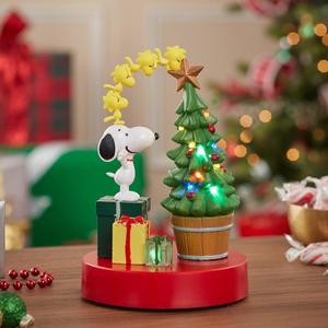 Peanuts Kurt Adler Battery Operated Snoopy and Woodstock Light Up and Musical Tree Tablepiece