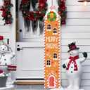 Roowest Gingerbread House Christmas Decorations, 47'' Gingerbread House Shaped Wooden Porch Sign for Home Front Door Porch Walls Yard Indoor Outdoor Decor