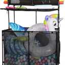 Pool Storage bin,Poolside Storage Organizer,Double Deck,Holder for Outdoor,Pool,Patio,Garden,Organizer for Toys,Floats,and Swimming Equipments,2-Size (Large)