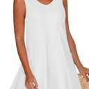 elescat Womens Summer Dresses Casual V Neck Sleeveless Pockets Beach Loose Tank Sundress (Size Large, White)