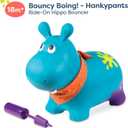 B. toys Bouncy Boing Inflatable Hippo Ride On Bouncer with Air Pump Included Hankypants Fun Bouncing Toy for Toddlers 18 Months and Up