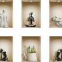 The Nisha 6 PC Pack Art Magic Pictures Peel and Stick 3D Vinyl Removable Wall Sticker Decals DIY Sticky Backsplash (Lighting Spots), White Sculptures and Black Yoga 660