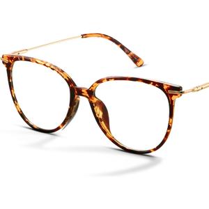 Gaoye Blue Light Blocking Glasses Women/Men, Fashion Round Cateye Frame UV Ray Filter Computer Gaming Glasses (*1-tea Leopard/Transparent Lens)