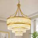 AMZERA 20'' Modern Gold Crystal Chandeliers Kitchen Island Light Fixture Crystal Glass Pendant Light for Dining Room Foyer Entryway Bedroom Hallway Kitchen Bar