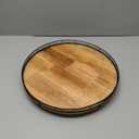 16" Lazy Susan Oak Wood Turntable Organizer for Cabinet, Farmhouse Round Wooden Large Lazy Susan Organization and Storage for Dining Table, Pantry, Kitchen, Bathroom, Countertop, Cupboard, Home Decor (Brown & Black)