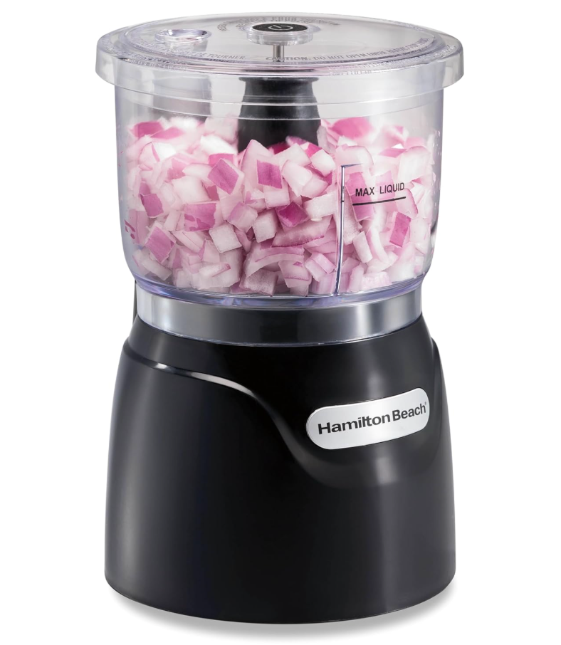 Hamilton Beach Electric Vegetable Chopper & Mini Food Processor, 3-Cup, 350 Watts, for Dicing, Mincing, and Puree, Black (72850)